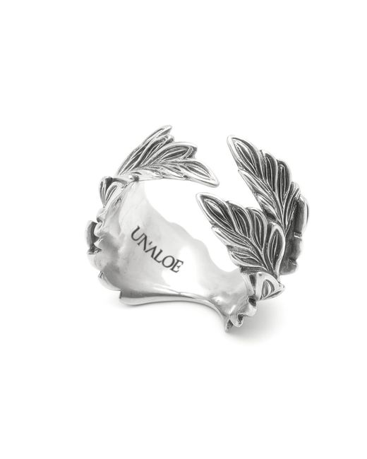 Unaloe Metallic Adjustable Sterling Leaf Ring For – Open Band, Nature Inspired Statement Ring, Handmade Fine Jewelry Gift