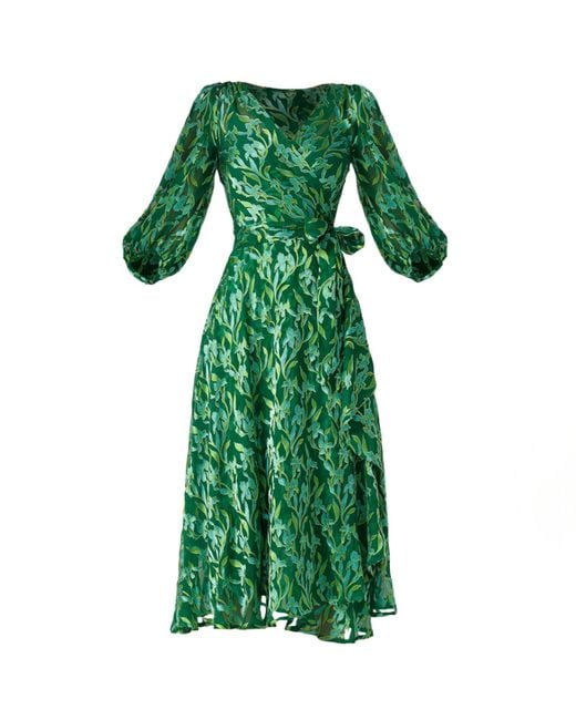 SACHA DRAKE Green Orchid Wrap Dress