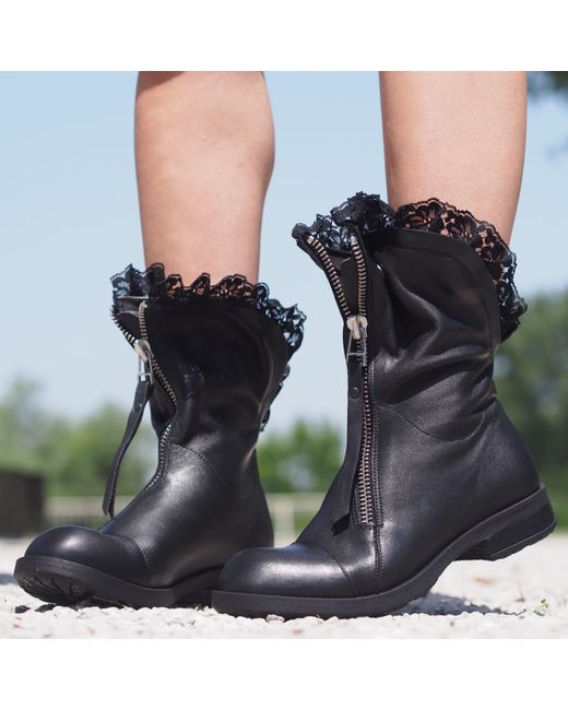 Adrenaline Fashion Blue Handcrafted Leather Ankle Boots With Lace Detail – Genuine Leather Designer Handmade Boots