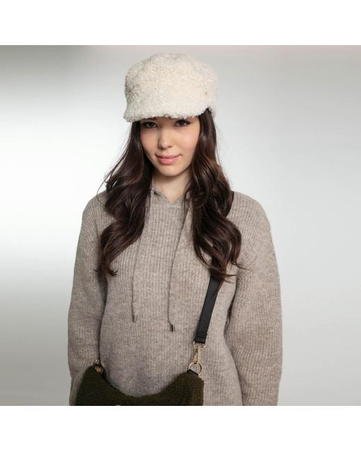 Nooki Design Natural Bakerboy Faux Fur Cap