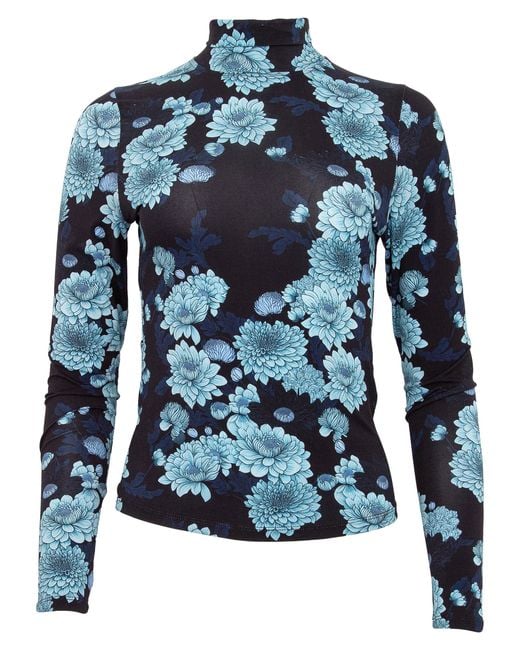 Lords of Harlech Blue Kate Serious Floral Turtleneck