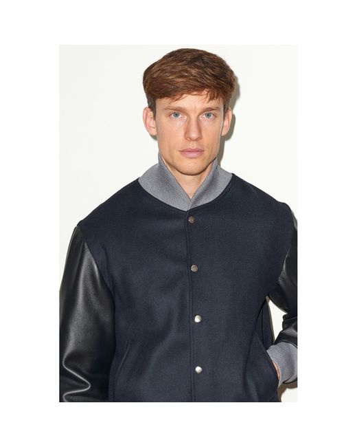 Hegarty Blue Varsity Bomber Jacket for men