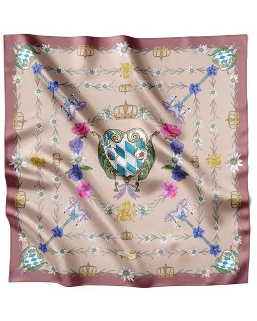 Lamberty Munich Pink The Mystical Edelweiss Silk Scarf