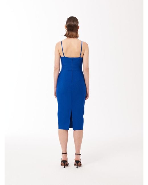 Sour Figs Blue Split Strap Bustier Bandage Midi Dress