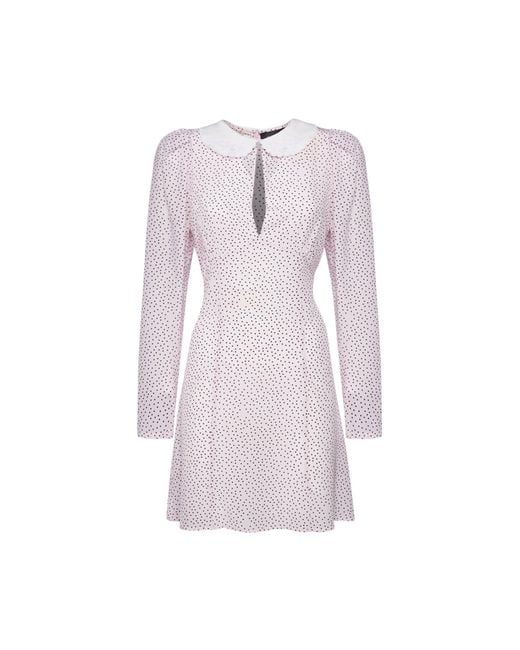 SVETA Milano Purple Seattle Polka-Dot Silk Dress With Embroidered Collar