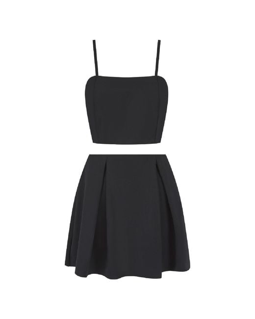 Celestine & Mae Black Electra Mini Skirt And Crop Set