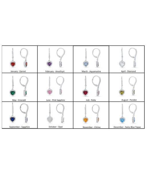 Kylie Harper White April Diamond Birthstone Heart-Cut Halo Leverback Earrings