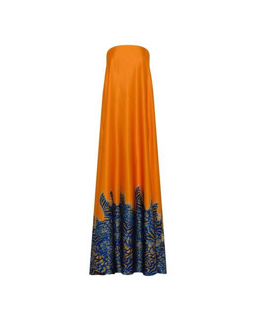 Belyed Handcraft Orange Yasmine – Strapless Silk Maxi Dress By Belyed