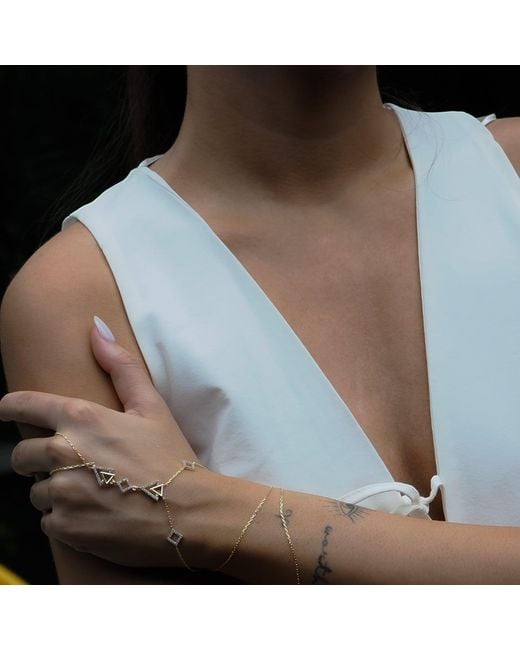 Ebru Jewelry Metallic Diamond Triangle Vermeil Fashion Hand Bracelet