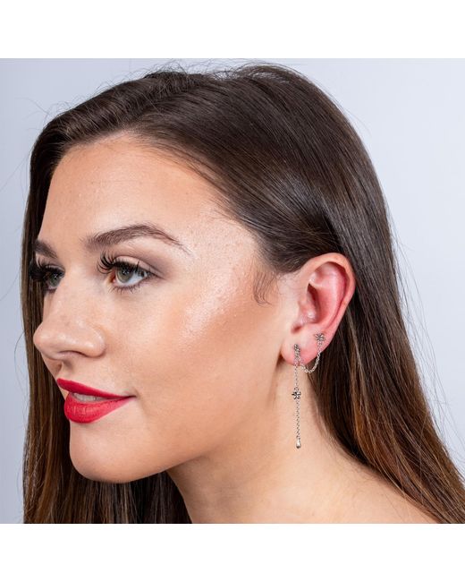 Lucy Quartermaine White Solid Sterling Splash Double Post Earring With Drop