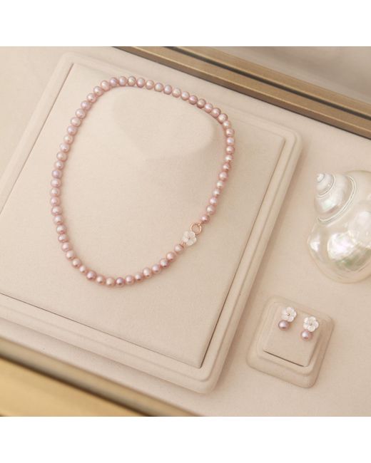 Agora Jewellery Pink Rose Cleito Pearl Earrings