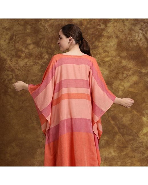 Heritagemoda Pink Sheer Cotton Kaftan Dress – Lightweight & Breezy Resort Wear