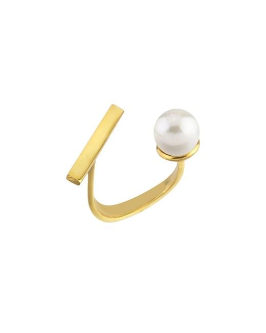 LINYA JEWELLERY Metallic Pearl Ribbon Adjustable Ring