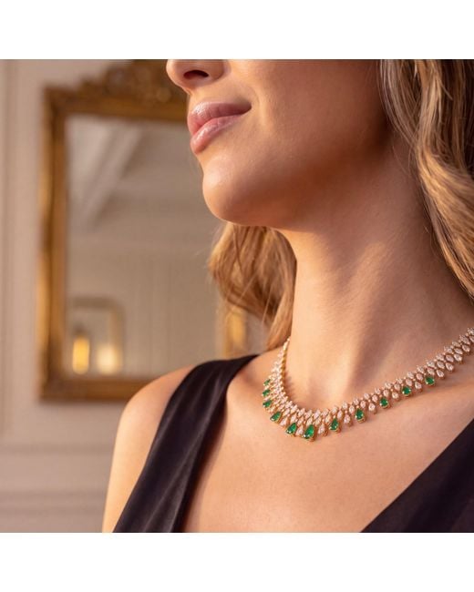 Latelita London Metallic Duchess Emerald Statement Necklace