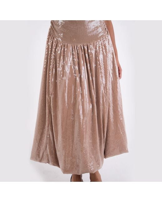 Amy Lynn Brown Neutrals Alexa Champagne Sequin Puffball Dress