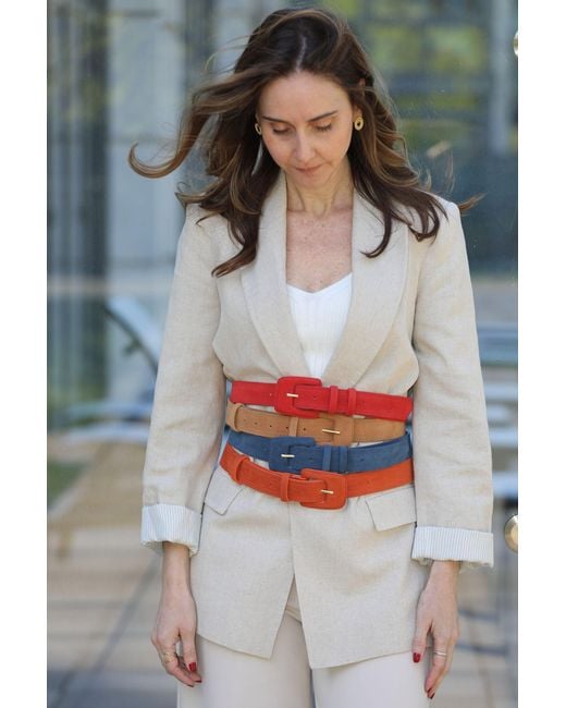 BeltBe Brown Suede Rectangle Buckle Belt