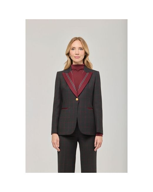 The Extreme Collection Black Wool Blazer With Contrast Lapel Rowan