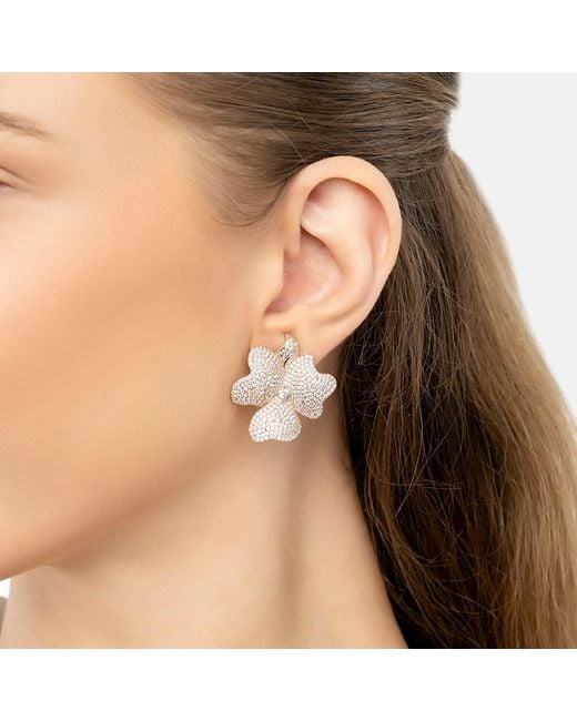 Latelita London Natural Rose Flower Large Stud Clip On Earrings Rosegold