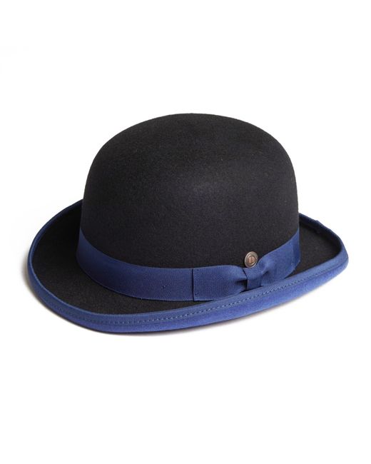 Dasmarca Hats Blue Brooke Wool Felt Bowler Derby Hat for men