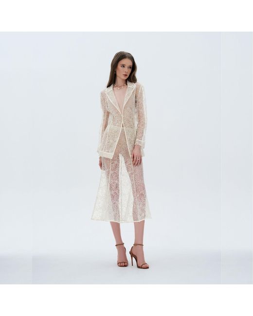 Elsava White Lace Tailored Blazer