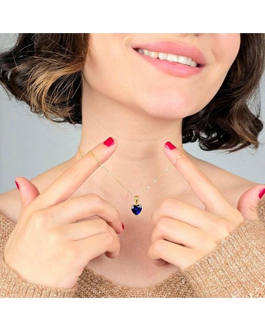 Harfi Blue Sapphire September Birthstone Love Heart Charm Necklace