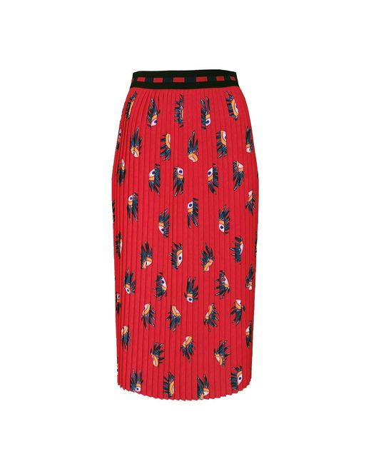 Lalipop Design Red Eyes On Midi Pleated Skirt