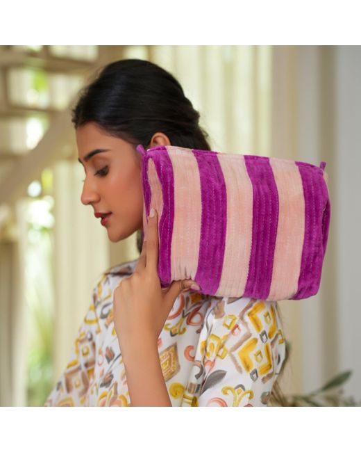 Conscious Yoga Collective Purple The Striped Velvet Travel Set