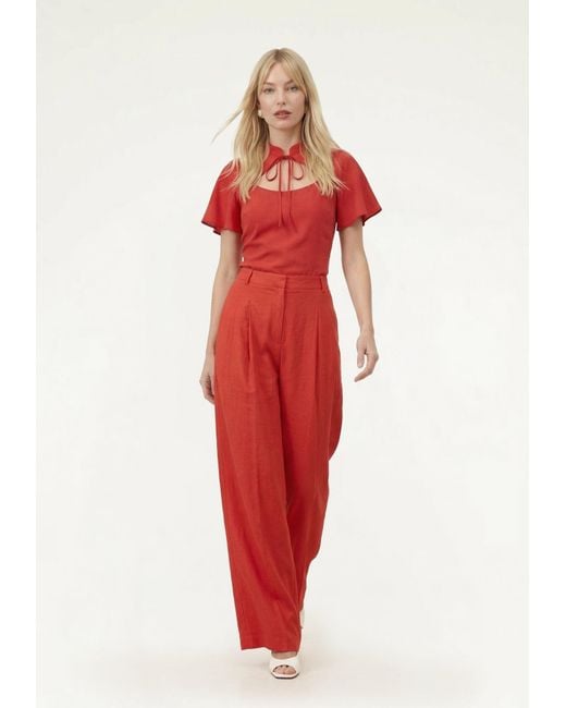 Lily and Lionel Red Camille Flutter Sleeve Top