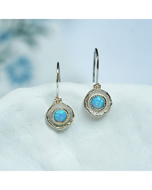 Isla Silver Blue Handmade Fire Opal Drop Earrings
