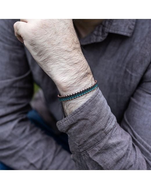 Harbour Uk Blue Solid Copper & Aqua- Rope Bracelet for men