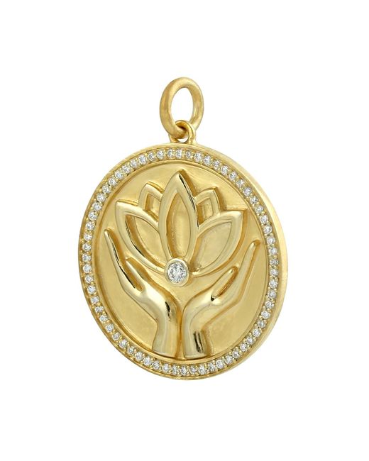 Artisan Metallic Diamond Lotus Medallion Pendant