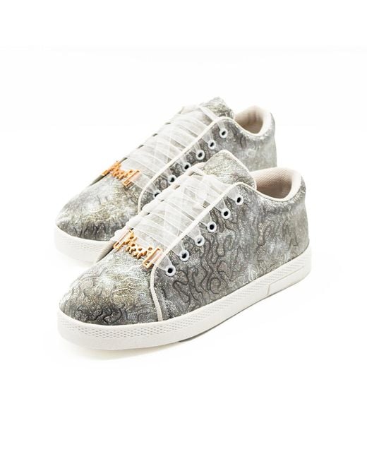 Rettrose Gray Brielle Luxury Satin Handmade Embellished Tennis Shoe
