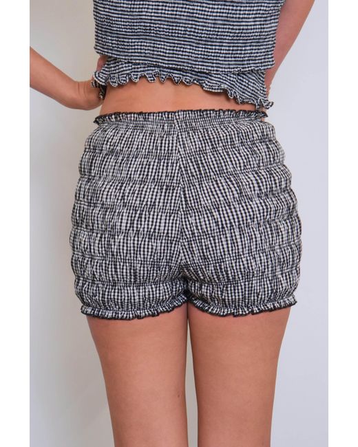 Amy Lynn Gray Danica Cotton Gingham Shirred Shorts