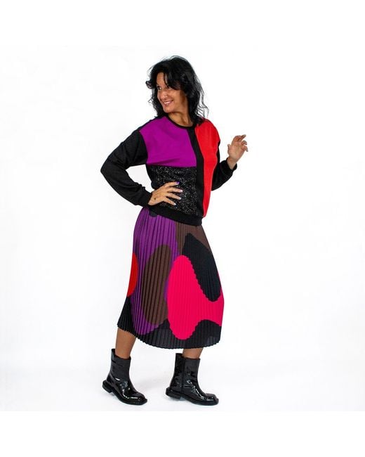Lalipop Design Red Colorful & Black Patchwork Sweatshirt