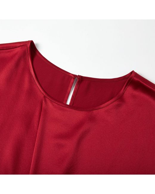 Soft Strokes Silk Red Pure Silk Sleeveless Boxy Fit Cropped Blouse