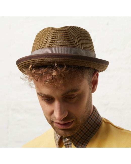 Dasmarca Hats Brown Dasmarca Andy Short Brim Trilby Retro Summer Skimpy Brim Straw Braided Hat for men