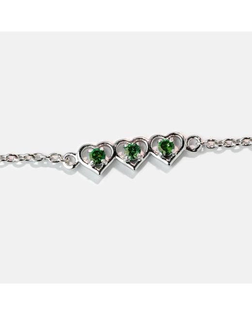 Belinda Jewelz Metallic Emerald Triple Heart Bracelet