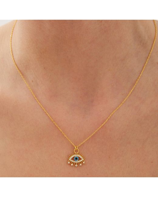 Spero London Natural Evil Eye Earring Eye Sterling Pendant Eyelash Necklace