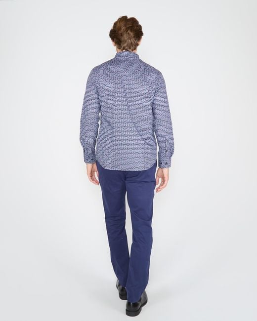 Lords of Harlech Blue Morris Ibiza Petal Shirt for men