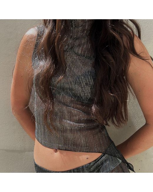 Amortizia Gray Belladona Top Metallic Shimmer Asymmetric Top