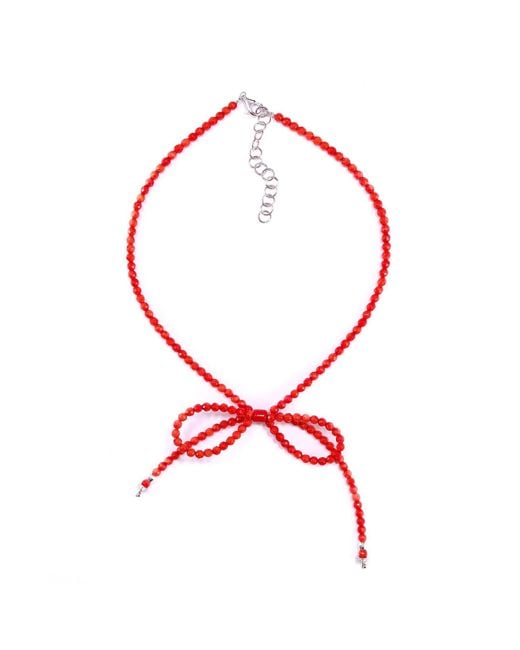 Mineralgems•Studio Red Coral Bow Necklace