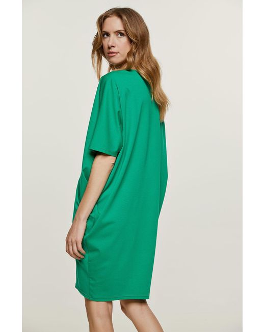 Conquista Green Punto Di Roma Batwing Dress