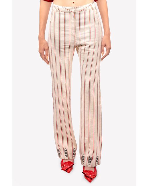 GUILLAUME ALEXANDRE Pink Striped High-Waisted Straight Pants