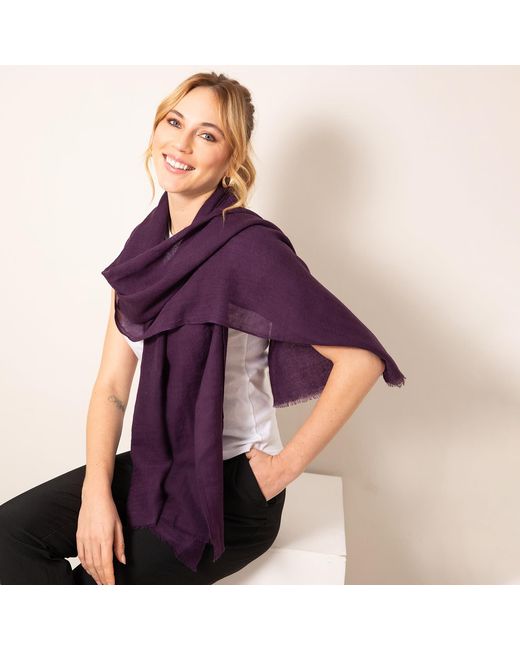 Alie Street London Purple Aurielle Silk Wool Scarf Imperial