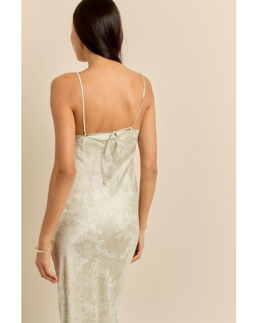 Lily Rou White Neutrals Coral Silk Midi Slip Dress