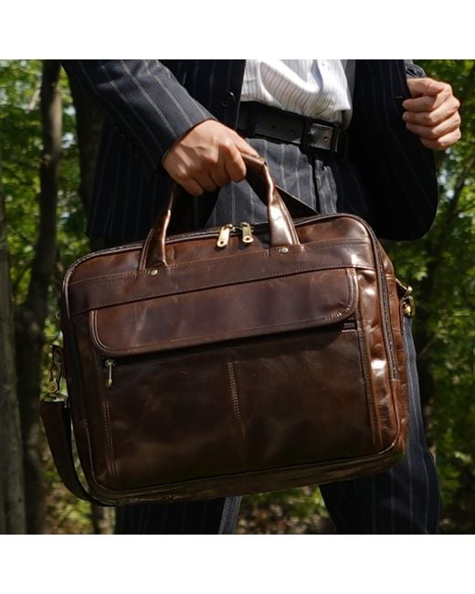 Touri Brown Genuine Leather Briefcase for men