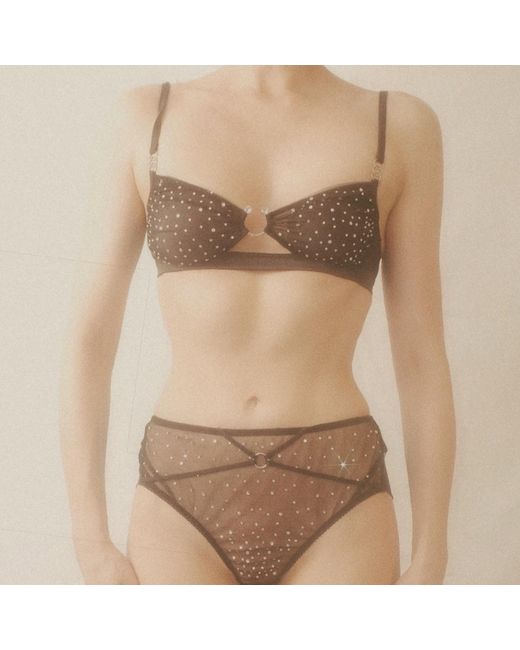Empress Mimi Gray Astria High-Waist Cheeky With Crystal Details
