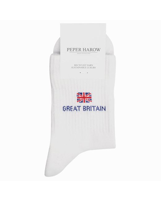 Peper Harow - Made in England White Olympics Recycled Sport Socks – Two Pair Bundle for men