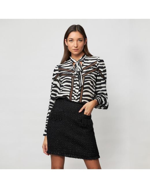 Solgo Atelier Black Alexis Puff Sleeve Mulberry Silk Blouse