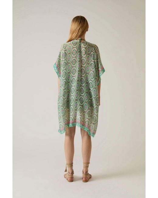 James Lakeland Green Geometric Print Kaftan